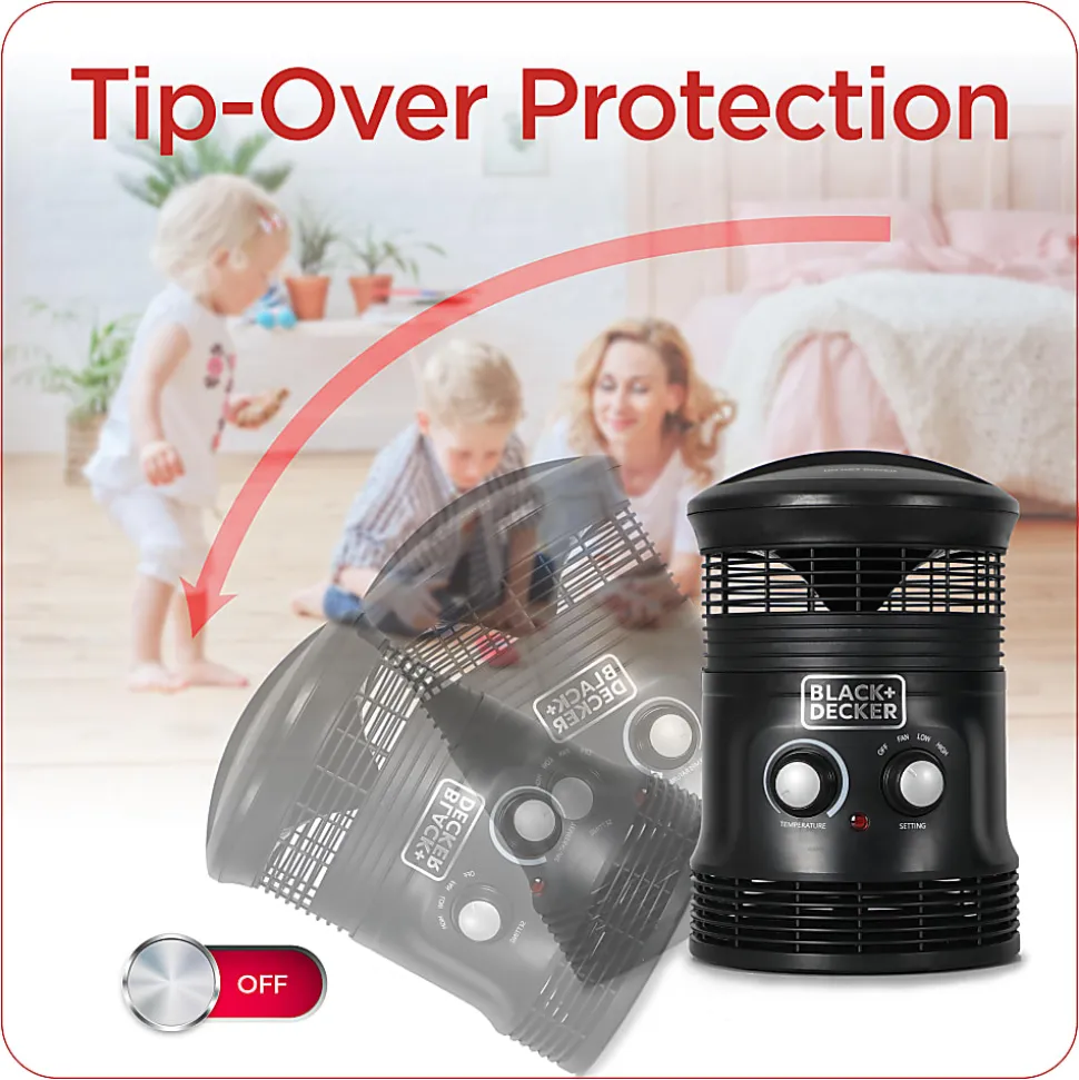 Black+Decker 360° Personal Portable Space Heater, 12-1/16"H x 7-7/8"W x 8-1/8"D