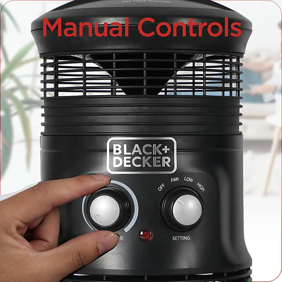 Black+Decker 360° Personal Portable Space Heater, 12-1/16"H x 7-7/8"W x 8-1/8"D