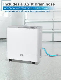 Black+Decker 22-Pint Portable Dehumidifier, 1,500 Sq. Ft. Coverage, White, Total Qty 1