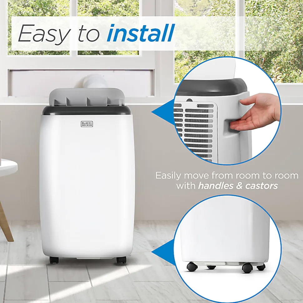 Black+Decker Portable Air Conditioner, 8,000 BTU, 27.2"H x 17.32"W x 13.2"D, White