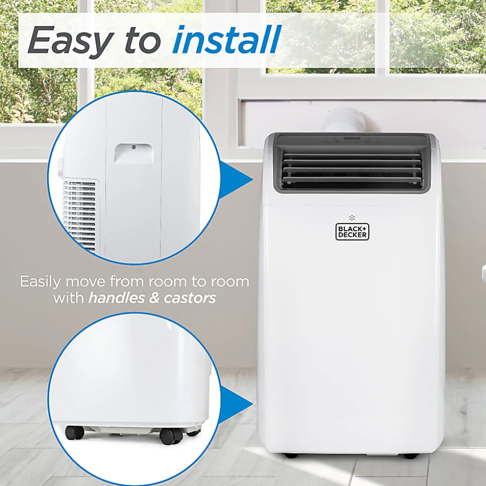 BLACK+DECKER Portable Air Conditioner 10,200 BTU DOE (14,000 BTU ASHRAE 128) with 12,000 BTU Heating for Rooms Up To 700 Sq. Ft., White