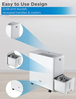 BLACK+DECKER Portable Dehumidifier with Built-In Pump, 50 Pint, Up To 4,500 Sq. Ft. Coverage, 12.68-Pint Bucket, White, Total Quantity 1
