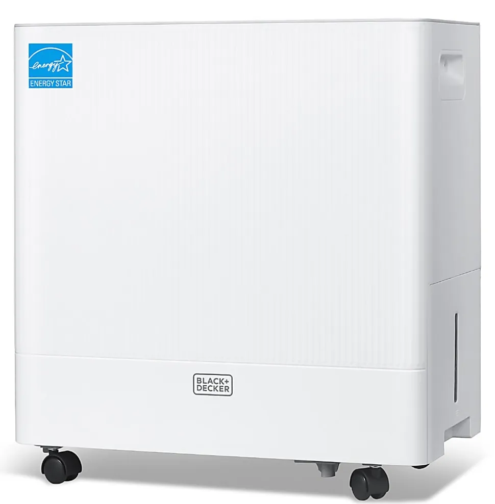 BLACK+DECKER Portable Dehumidifier with Built-In Pump, 50 Pint, Up To 4,500 Sq. Ft. Coverage, 12.68-Pint Bucket, White, Total Quantity 1