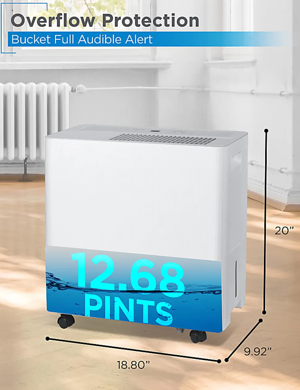 BLACK+DECKER Portable Dehumidifier with Built-In Pump, 50 Pint, Up To 4,500 Sq. Ft. Coverage, 12.68-Pint Bucket, White, Total Quantity 1