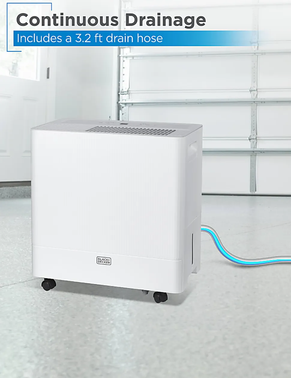 BLACK+DECKER Portable Dehumidifier, 50 Pint, Up To 4,500 Sq. Ft. Coverage, 12.68-Pint Bucket, White, Total Quantity 1