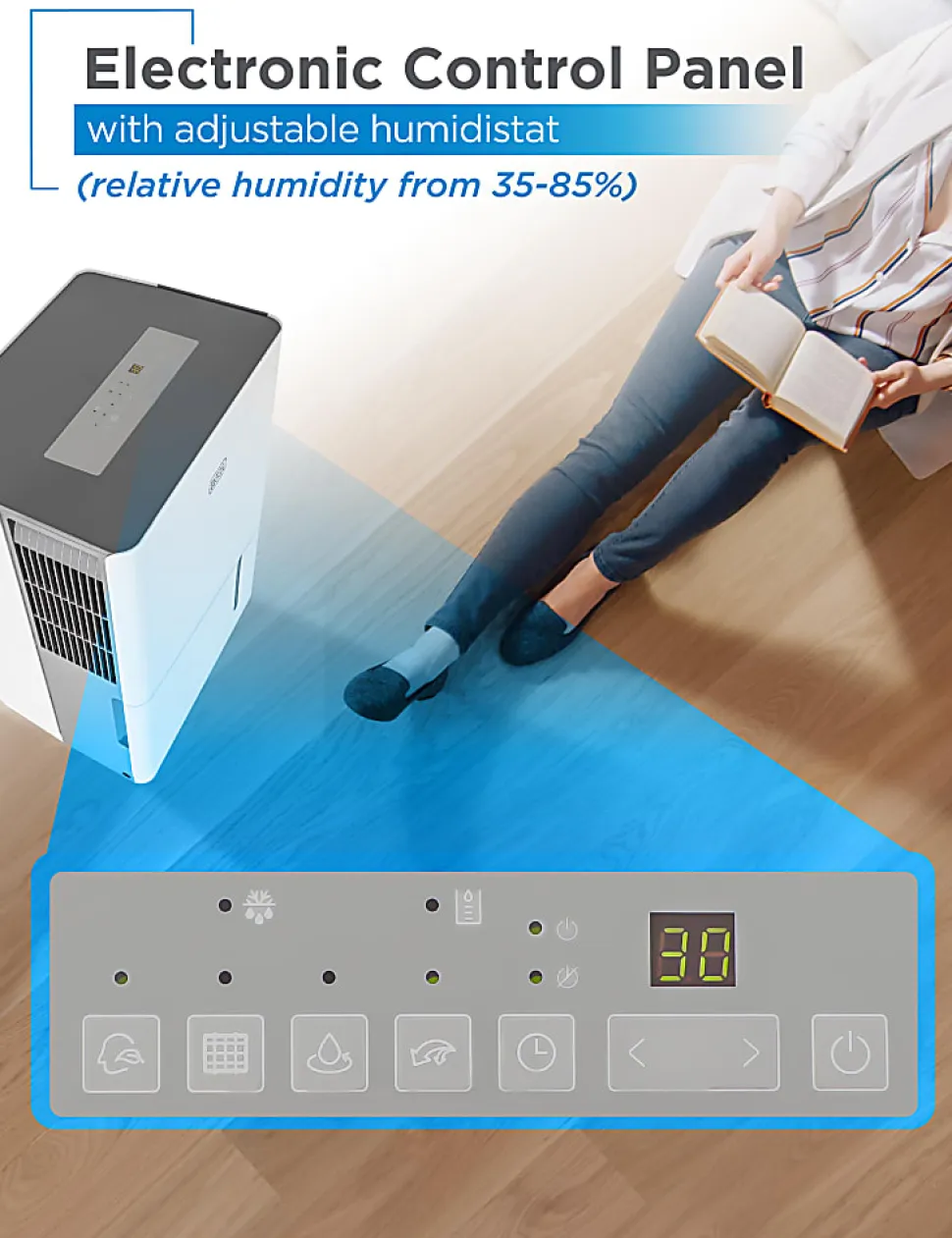 BLACK+DECKER Portable Dehumidifier, 30 Pints, 19-3/4"H x 15-1/4"W x 10-1/4"D