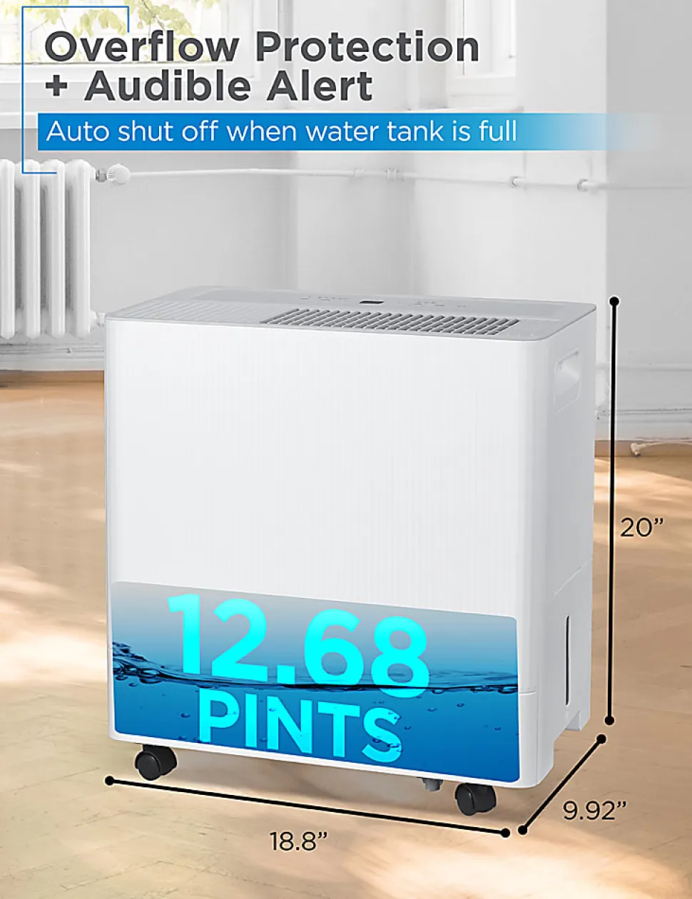 BLACK+DECKER Portable Dehumidifier, 50 Pints With Pump, 24-1/4"H x 15-7/16"W x 11-1/8"D