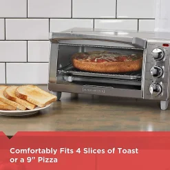 Black+Decker 4-Slice Toaster Oven, Silver, Total Qty 1