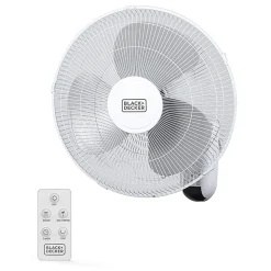 Black+Decker 3-Speed Oscillating Wall Fan With Remote, 18