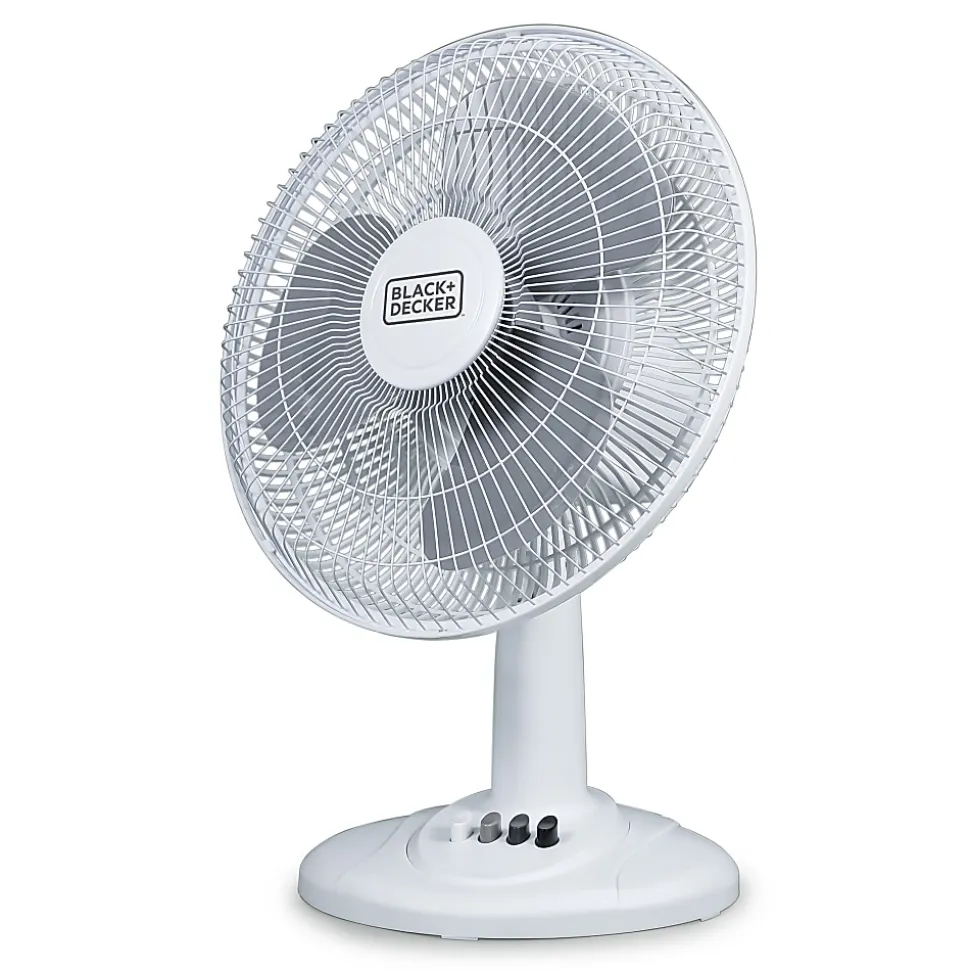 BLACK+DECKER 3-Speed Oscillating Portable Table Fan, 18-5/16"H x 13-5/16"W x 9-13/16"D, White
