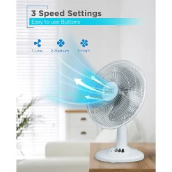 BLACK+DECKER 3-Speed Oscillating Portable Table Fan, 18-5/16