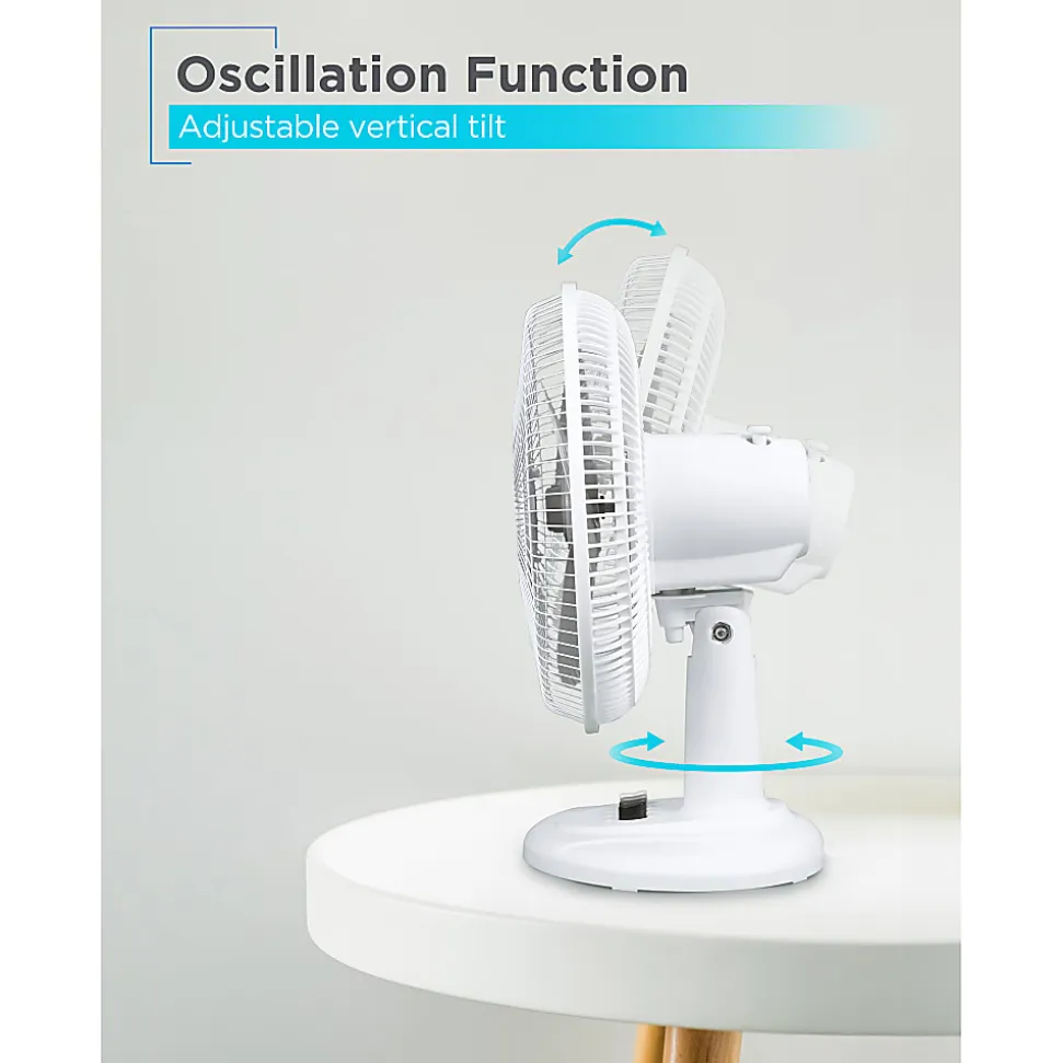 BLACK+DECKER 3-Speed Oscillating Portable Table Fan, 18-5/16"H x 13-5/16"W x 9-13/16"D, White