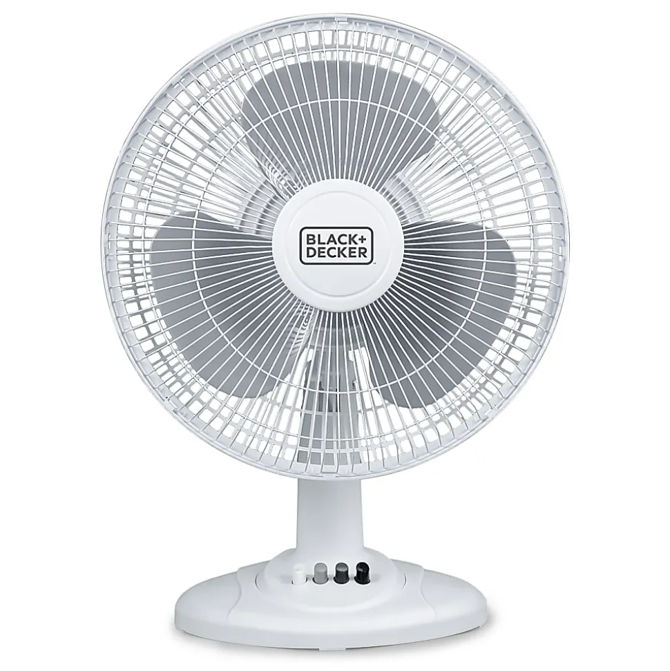BLACK+DECKER 3-Speed Oscillating Portable Table Fan, 18-5/16"H x 13-5/16"W x 9-13/16"D, White