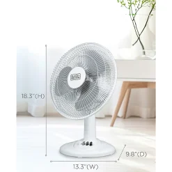 BLACK+DECKER 3-Speed Oscillating Portable Table Fan, 18-5/16