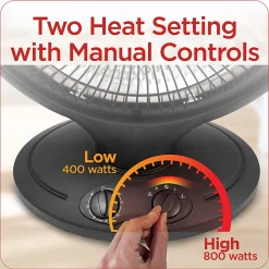 Black+Decker 800-Watt Radiant Dish Portable Heater, For Rooms Up To 161 Sq. Ft., Black