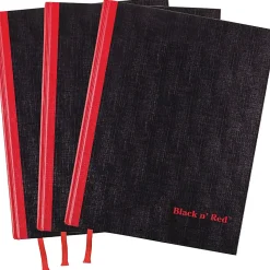 Black n' Red Casebound Hardcover Notebooks, 12" x 8 1/2", Black/Red, 96 Sheets, Pack Of 3