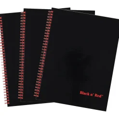 Black n' Red Hardcover Twinwire Business Notebooks, 12" x 8 1/2", Black/Red, 70 Sheets, Pack Of 3