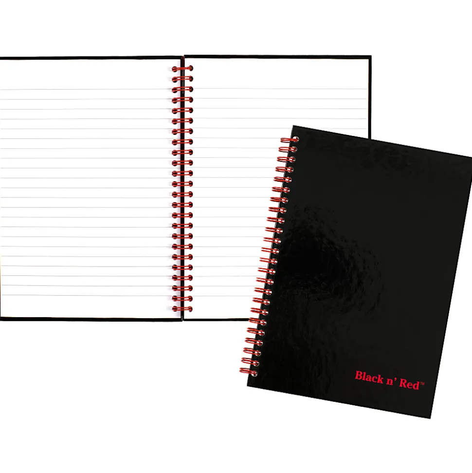 Black n' Red™ Notebook/Journal, 8 1/4" x 5 7/8", Black/Red, 70 Sheets