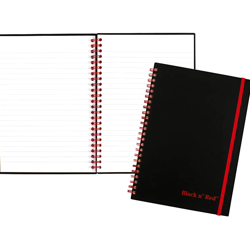 Black n' Red™ Poly Notebook/Journal, 8 1/4" x 5 7/8", Black/Red, 70 Pages (35 Sheets), (C67009)