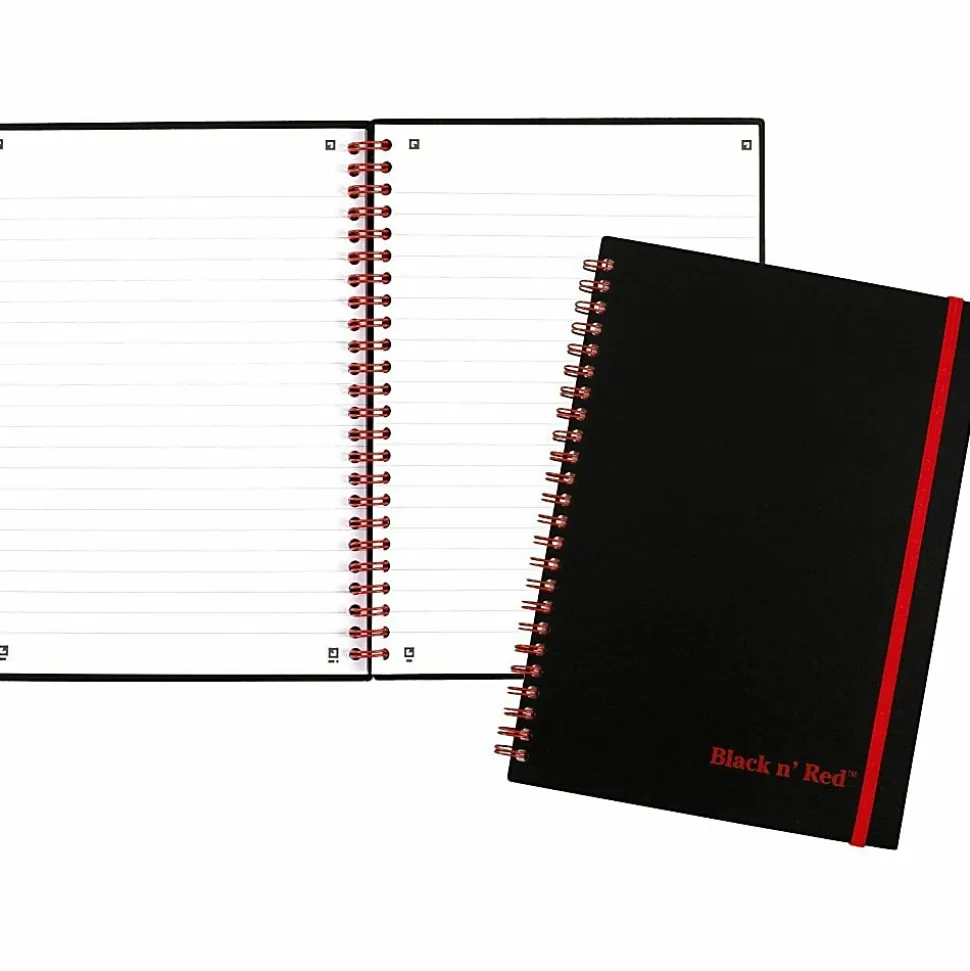 Black n' Red™ Poly Notebook/Journal, 8 1/4" x 5 7/8", Black/Red, 70 Pages (35 Sheets), (C67009)