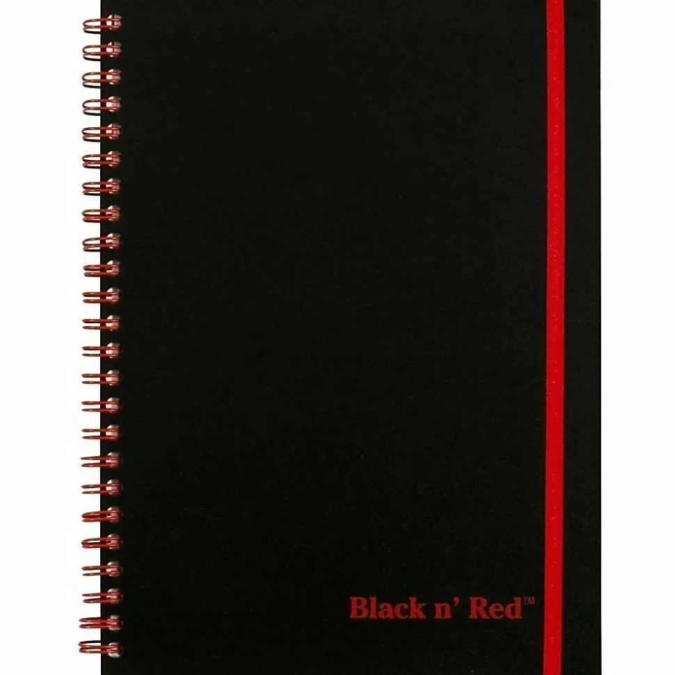 Black n' Red™ Poly Notebook/Journal, 8 1/4" x 5 7/8", Black/Red, 70 Pages (35 Sheets), (C67009)