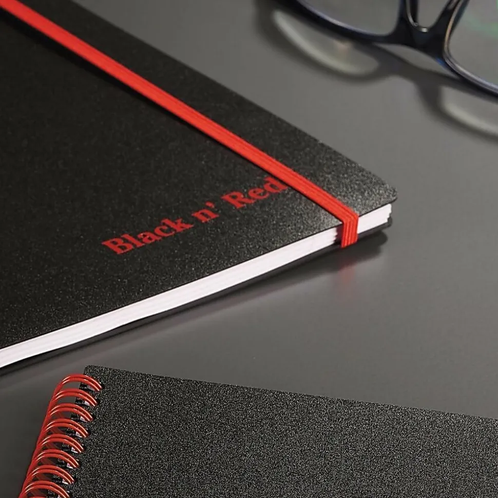 Black n' Red™ Wirebound Notebook, 3 5/8" x 5 7/8", 1 Subject, Wide Ruled, 70 Sheets, Black/Red