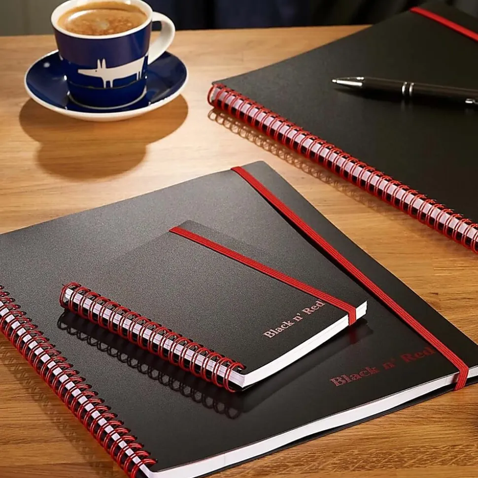 Black n' Red™ Wirebound Notebook, 3 5/8" x 5 7/8", 1 Subject, Wide Ruled, 70 Sheets, Black/Red