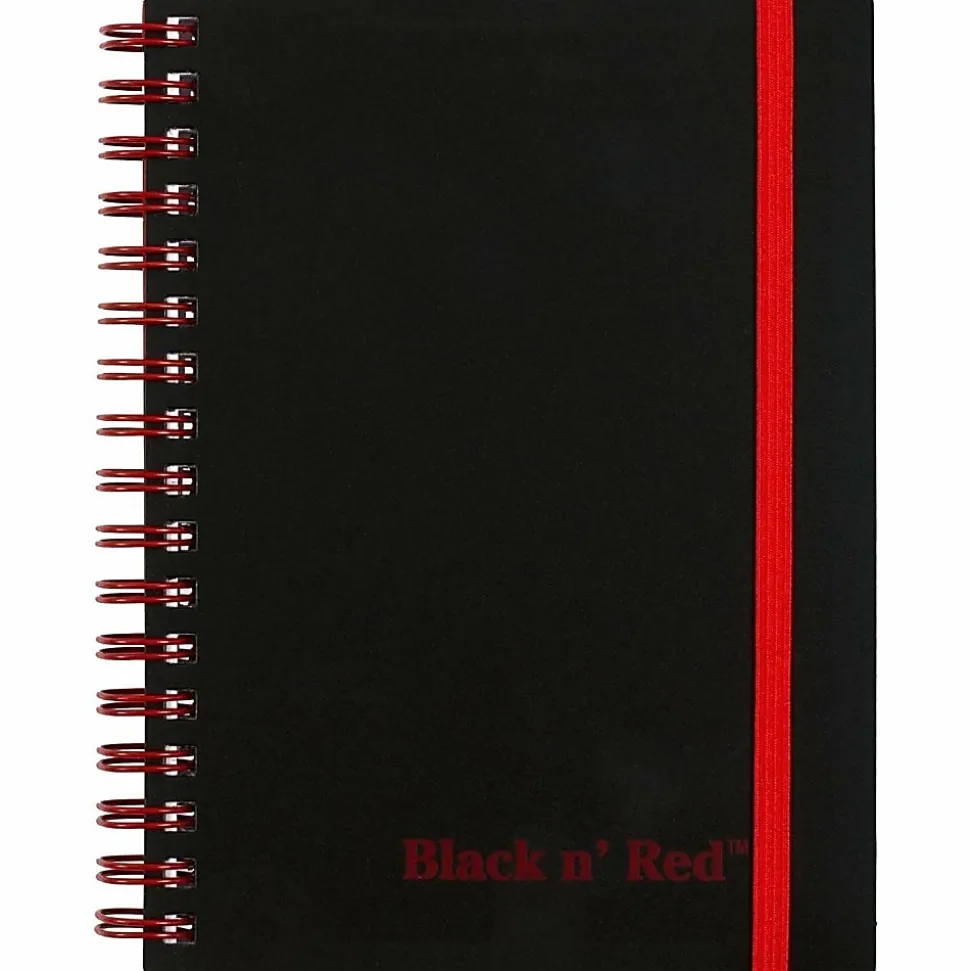 Black n' Red™ Wirebound Notebook, 3 5/8" x 5 7/8", 1 Subject, Wide Ruled, 70 Sheets, Black/Red