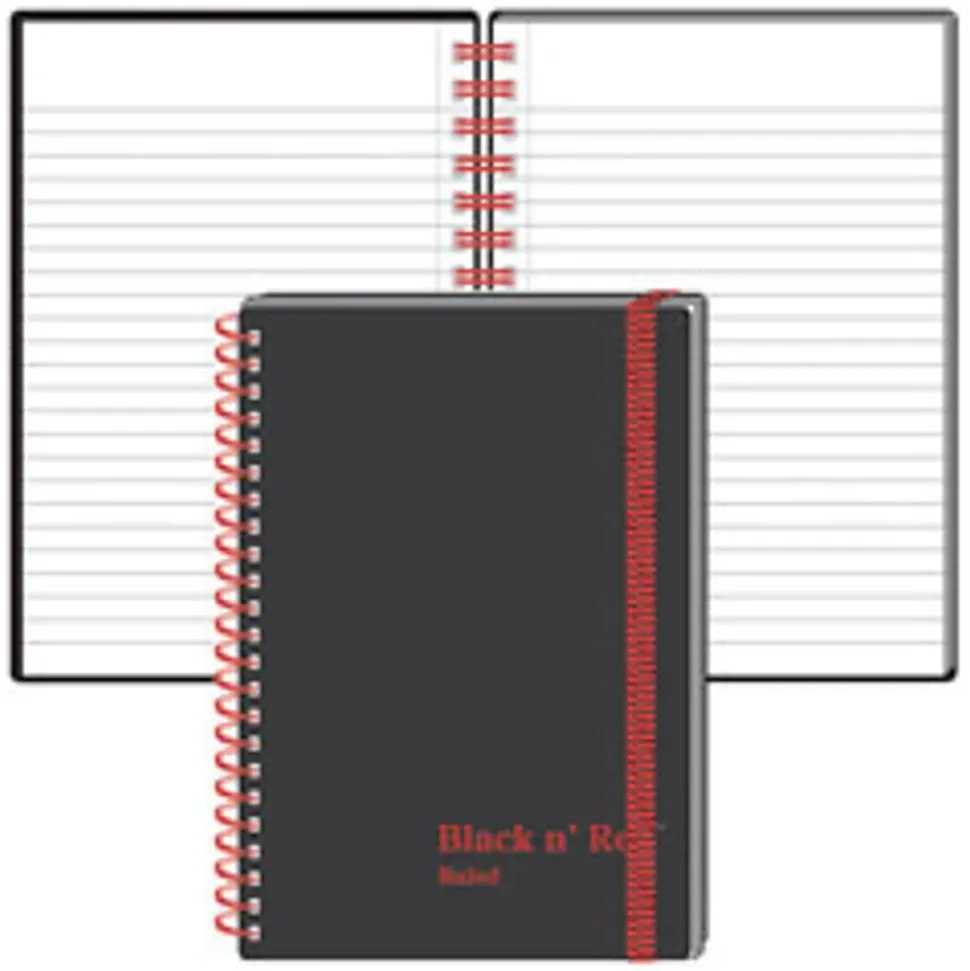 Black n' Red™ Wirebound Notebook, 3 5/8" x 5 7/8", 1 Subject, Wide Ruled, 70 Sheets, Black/Red