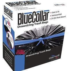 BlueCollar 30-gallon Drawstring Trash Bags, 30 gal Capacity, 30"x 34", 1 mil (25 Micron) Thickness, 240 Count - N6034YKRC1CT