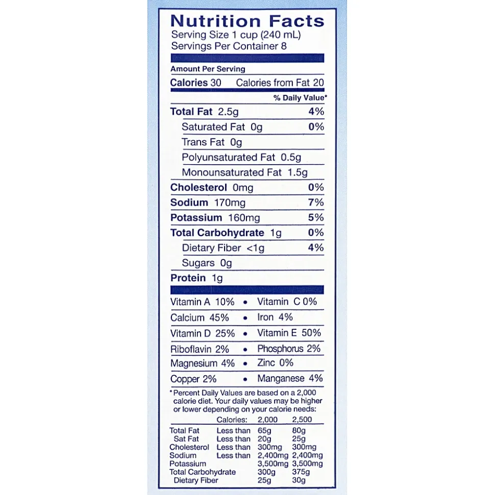 Blue Diamond Almond Breeze Unsweetened Almond Milk, Vanilla, 64 Fl Oz, Pack Of 2 Cartons