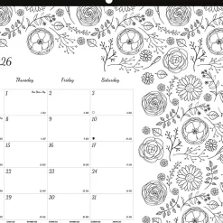 2026 Blueline® DoodlePlan™ Monthly Desk Pad Coloring Calendar, 17-3/4” x 10-7/8”, Motif, January To December, C2917001
