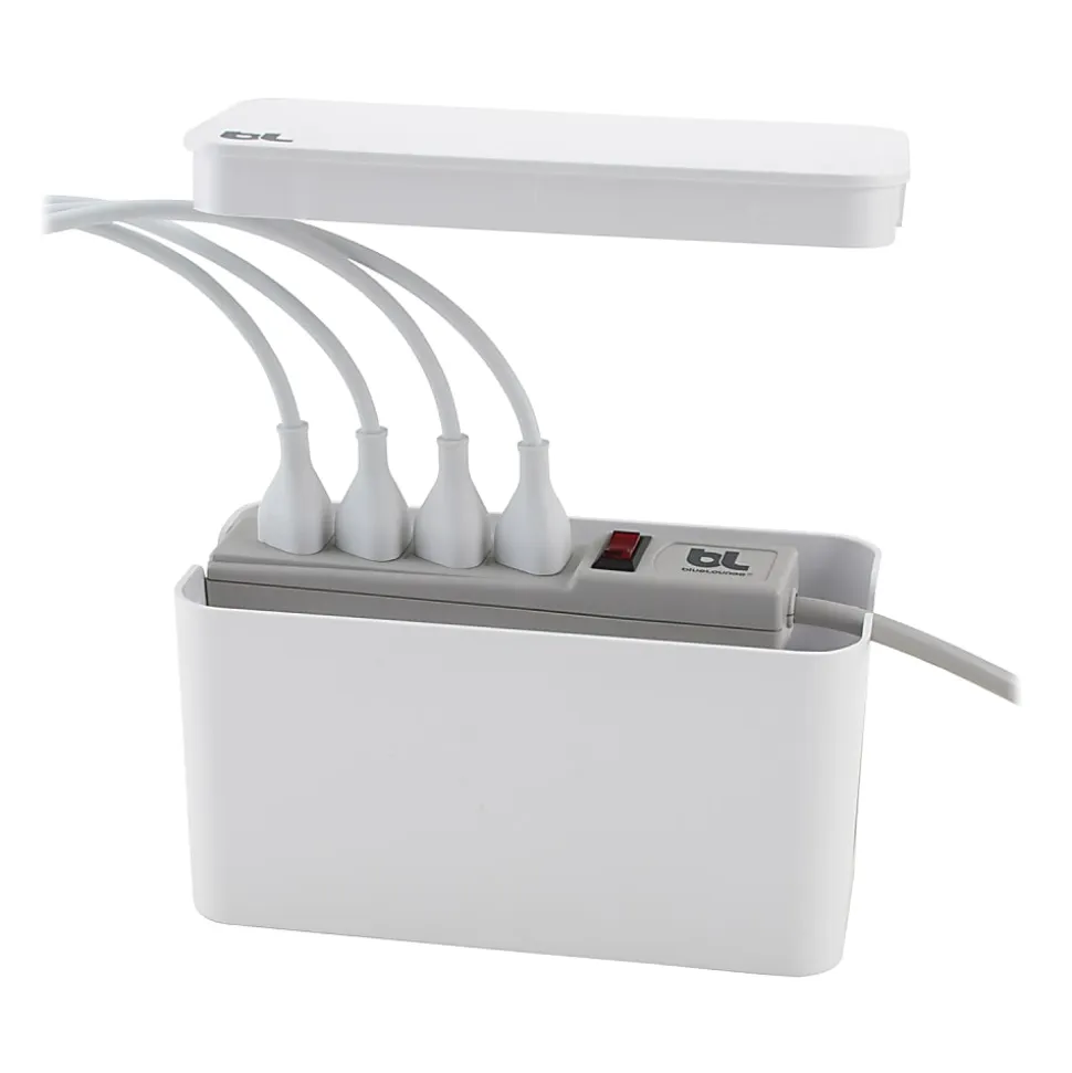 Bluelounge® 9.25" L x 4.5" W x 4.875" H CableBox Mini Cable Organizer, White, BLUCBM-WH-US