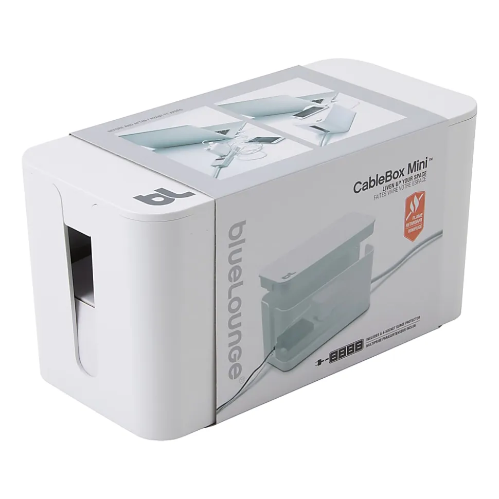 Bluelounge® 9.25" L x 4.5" W x 4.875" H CableBox Mini Cable Organizer, White, BLUCBM-WH-US