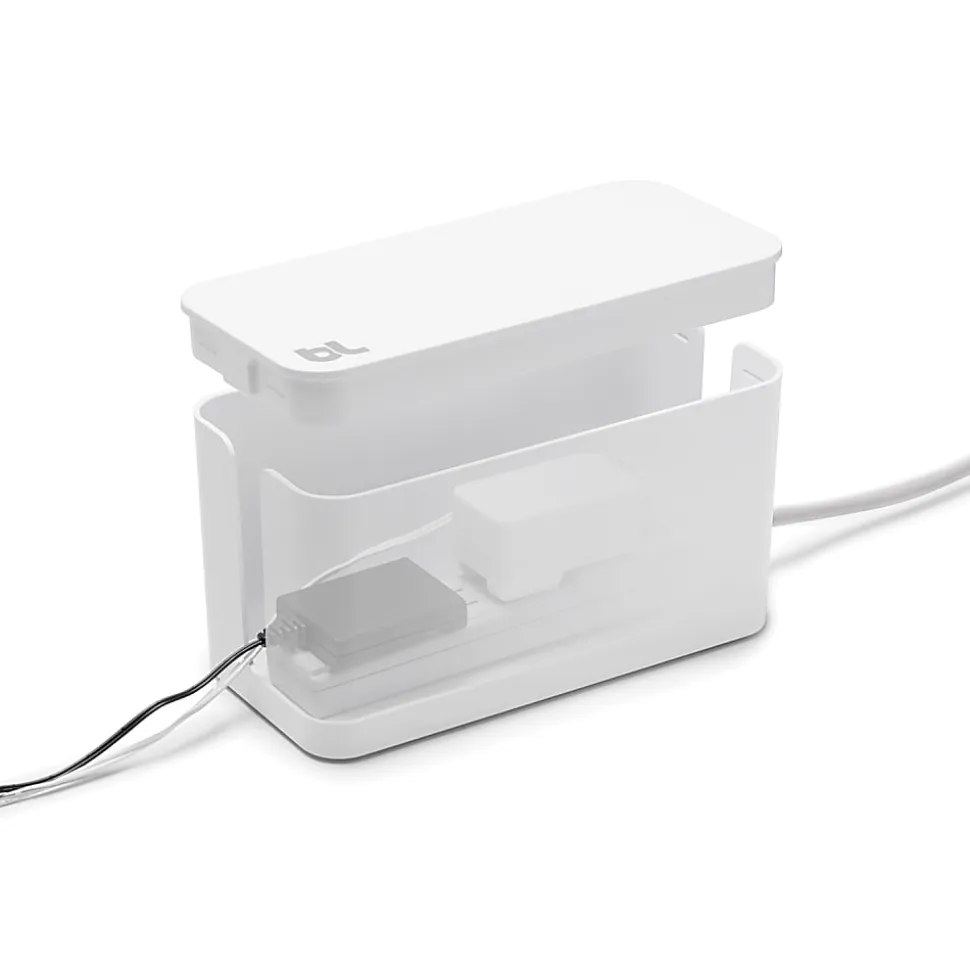 Bluelounge® 9.25" L x 4.5" W x 4.875" H CableBox Mini Cable Organizer, White, BLUCBM-WH-US