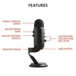 Blue Microphones Yeti USB Microphone, Blackout