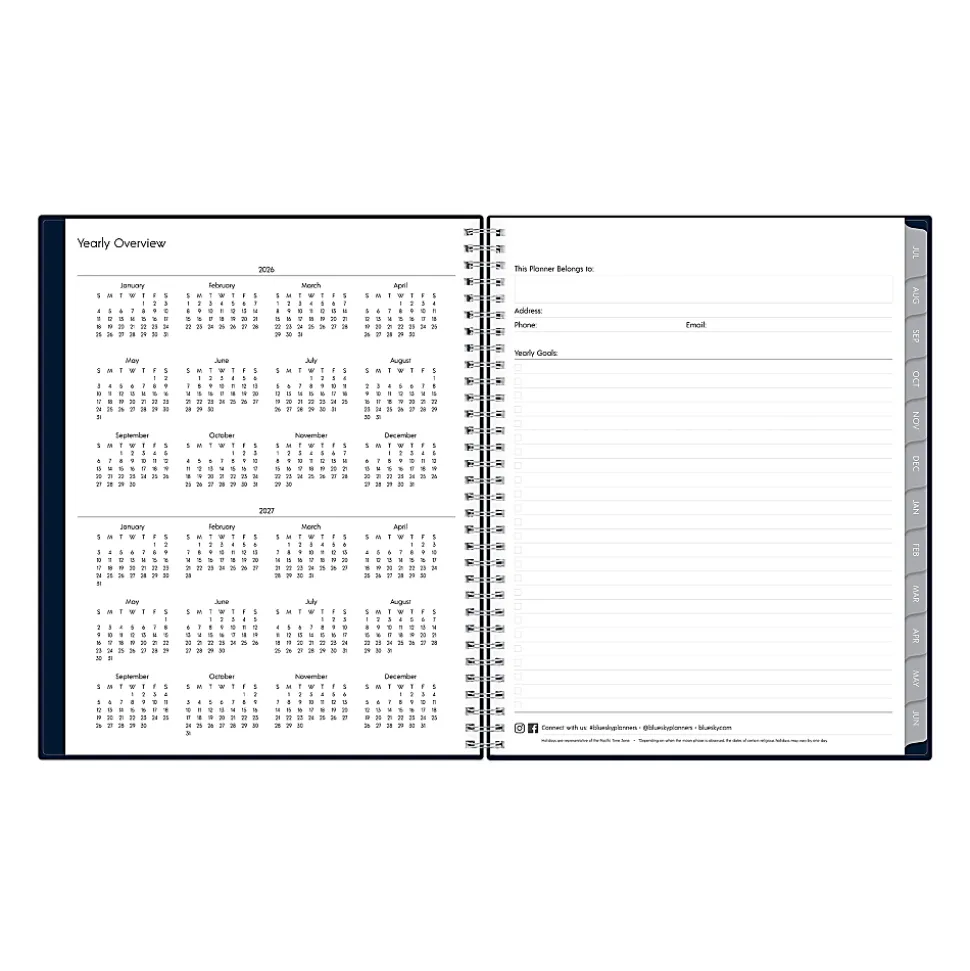 2026–2027 Blue Sky BS Enterprise Solid Navy Planning Calendar, 8.5 x 11, Enterprise Solid Navy Academic Year