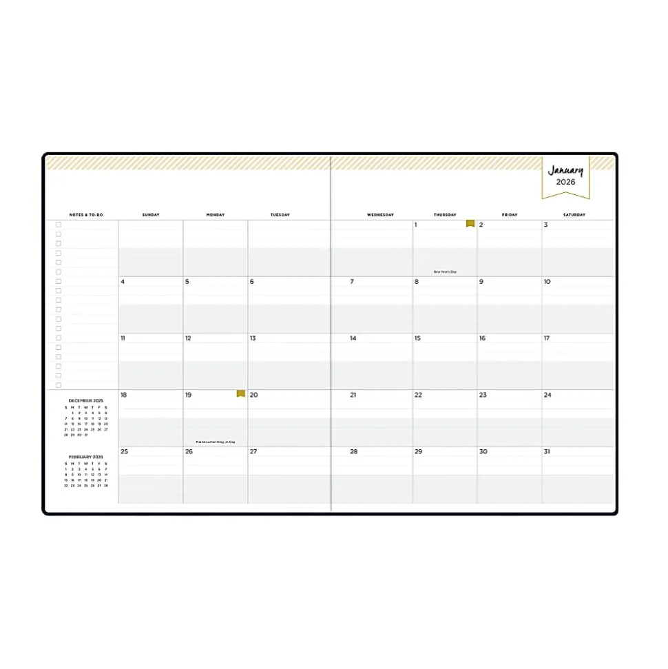 2026 Blue Sky Day Designer Weekly/Monthly Planner, 8” x 10", Navy, January To December, 155618
