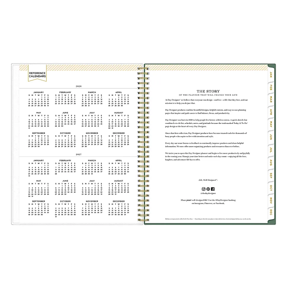 2026 Blue Sky Day Designer Weekly/Monthly Planner, 8-1/2” x 11", London Rose, January To December, 155629