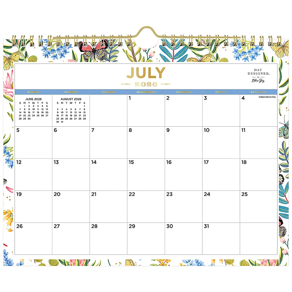 2026–2027 Blue Sky DD Flutter Monthly Safety Wirebound Wall Calendar, 11 x 8.75, Flutter, Academic Year, 136694