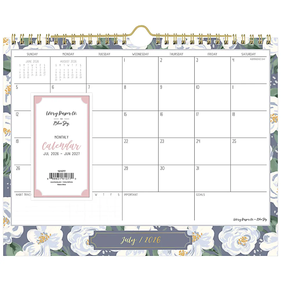 2026–2027 Blue Sky IPC Celine Navy Monthly Safety Wirebound Wall Calendar, 11 x 8.75, Celine Navy Academic Year