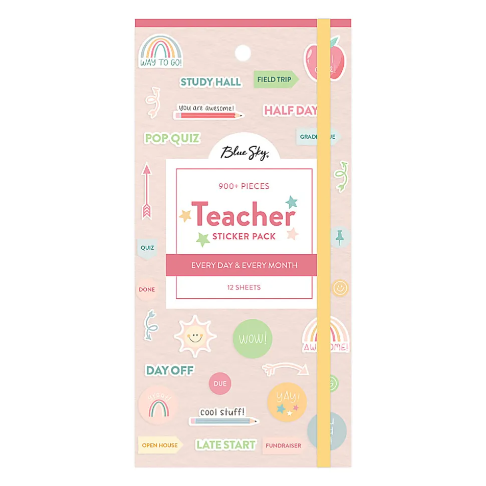 Blue Sky Mini Teacher Sticker Book, Assorted Stickers, 4-1/2" x 9"