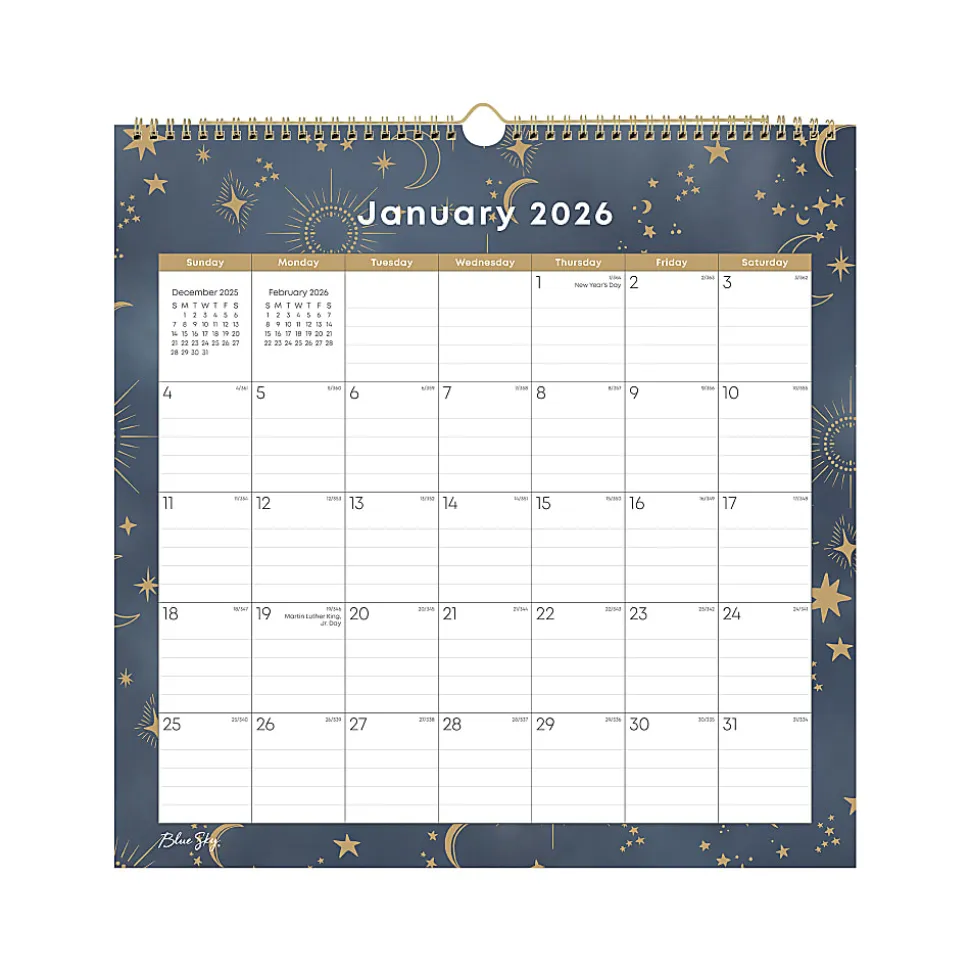 2026 Blue Sky Monthly Wall Calendar, 12” x 12”, Starlitza, January To December, 155927