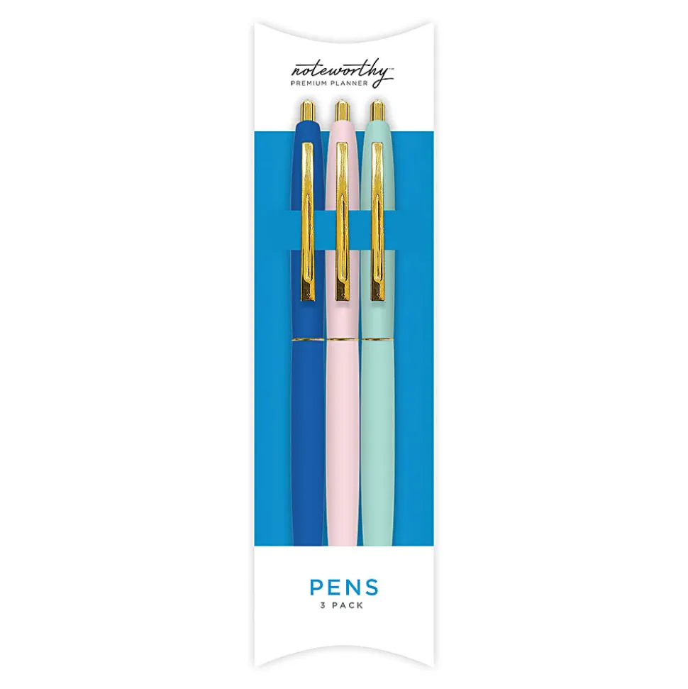 Blue Sky™ Noteworthy Gel Pens, Medium Point, 1.0 mm, Assorted Barrel Colors, Black Ink, Pack Of 3 Pens
