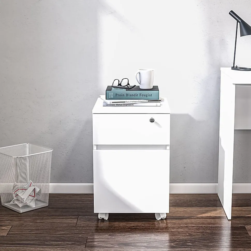 Boahaus Osaka 18"D Vertical 2-Drawer Mobile File Cabinet, White
