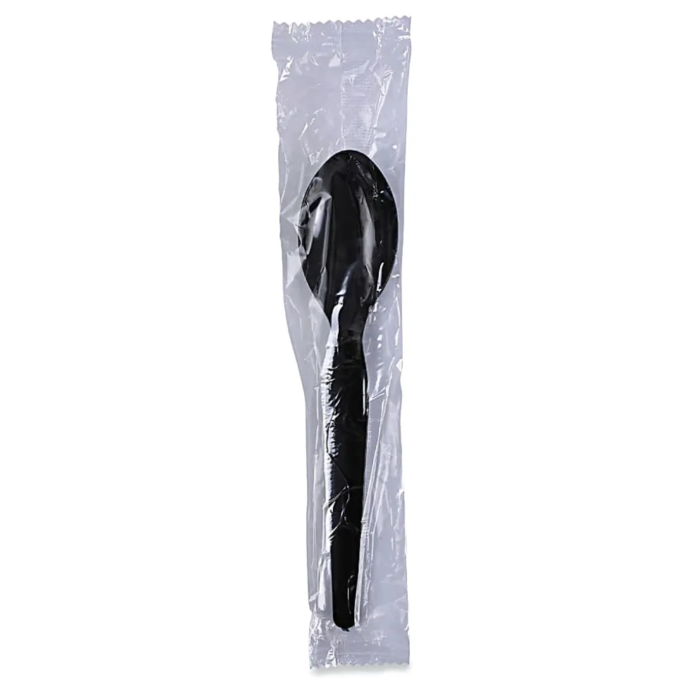 Boardwalk Heavyweight Wrapped Polystyrene Teaspoons, Black, Pack Of 1000 Spoons