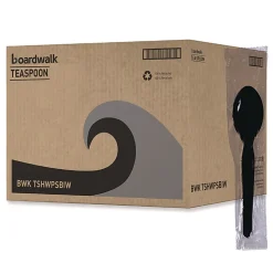 Boardwalk Heavyweight Wrapped Polystyrene Teaspoons, Black, Pack Of 1000 Spoons