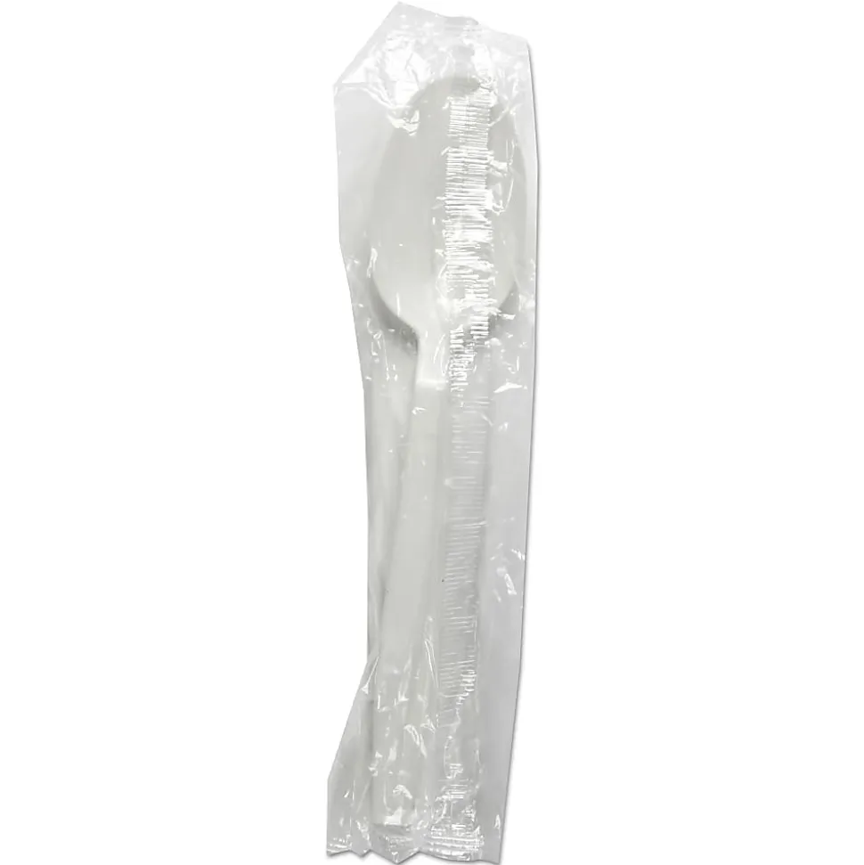Boardwalk Heavyweight Wrapped Polypropylene Teaspoons, White, Case Of 1,000 Teaspoons