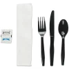 Boardwalk® 6-Piece Cutlery Kits, Polystyrene, Black, Pack Of 250 Kits