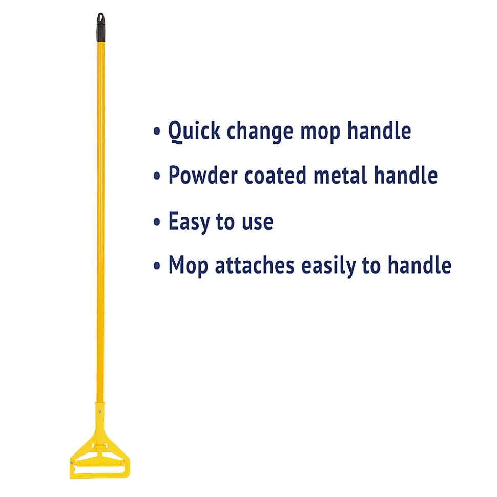 Boardwalk® Quick-Change Side-Latch Mop-Head Handle, Yellow